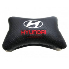 Подушка автомобильная на подголовник, косточка, HYUNDAI ортопедическая. эко-кожа в индив. упаковке