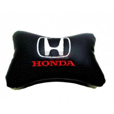 Подушка автомобильная на подголовник, косточка, HONDA ортопедическая. эко-кожа в индив. упаковке