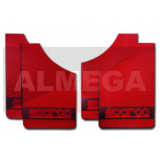 Брызговик универсальный [ALMEGA] цвет-карбон металлик красный , для легковых автомобилей (4шт.)