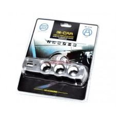 Разветвитель прикуривателя WF-0120 на 3 гнезда с USB 12/24V