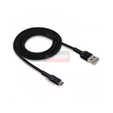 Кабель USB "WALKER" microUSB в матерчатой обмотке 1м, (2.4А), черный, в индив. коробке,С575,