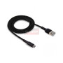 Кабель USB "WALKER" microUSB в матерчатой обмотке 1м, (2.4А), черный, в индив. коробке,С575,