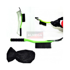 Щетка - скребок для снега и льда "SAPFIRE" 52см с варежкой, мягкая ручка, морозостойкий пластик