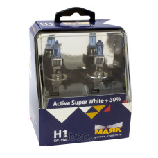 Автолампа Н1 Active Super White+30% 12V 55W P14.5s "Маяк"(комплект 2шт)